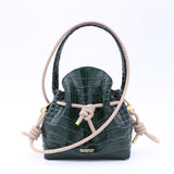 Mini Sac Seau Cuir - MINI BUCKET-Croco - Emeraude-Atelier Penso