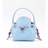 Mini Sac Seau Cuir - MINI BUCKET - Bleu Ciel