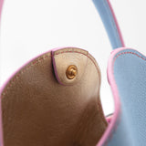 Mini Sac Seau Cuir - MINI BUCKET - Bleu Ciel