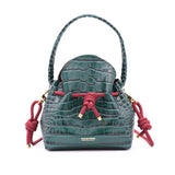 Mini Sac Seau Cuir - MINI BUCKET - Croc Vert