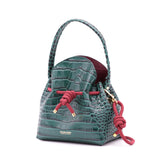 Mini Sac Seau Cuir - MINI BUCKET - Croc Vert