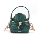 Mini Sac Seau Cuir - MINI BUCKET - Croc Emeraude