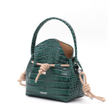 Mini Sac Seau Cuir - MINI BUCKET - Croc Emeraude
