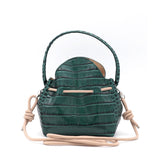 Mini Sac Seau Cuir - MINI BUCKET - Croc Emeraude