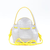 Mini Sac Seau Cuir - MINI BUCKET - Croc Silver Jaune
