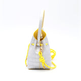 Mini Sac Seau Cuir - MINI BUCKET - Croc Silver Jaune