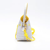 Mini Sac Seau Cuir - MINI BUCKET - Croc Silver Jaune