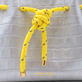 Mini Sac Seau Cuir - MINI BUCKET - Croc Silver Jaune