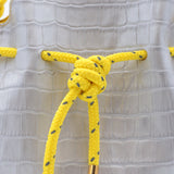 Mini Sac Seau Cuir - MINI BUCKET - Croc Silver Jaune