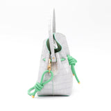 Mini Sac Seau Cuir - MINI BUCKET - Croc Silver Vert