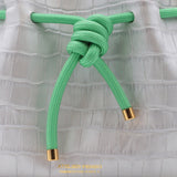 Mini Sac Seau Cuir - MINI BUCKET - Croc Silver Vert