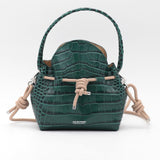 Mini Sac Seau Cuir - MINI BUCKET - Croc Emeraude