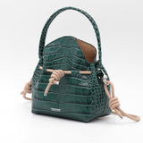 Mini Sac Seau Cuir - MINI BUCKET - Croc Emeraude