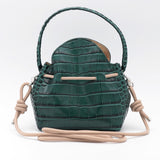 Mini Sac Seau Cuir - MINI BUCKET - Croc Emeraude
