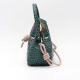 Mini Sac Seau Cuir - MINI BUCKET - Croc Emeraude