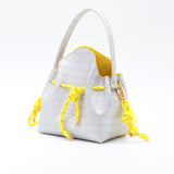 Mini Sac Seau Cuir - MINI BUCKET - Croc Silver Jaune