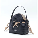 Mini Sac Seau Cuir - MINI BUCKET - Croc Navy