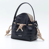 Mini Sac Seau Cuir - MINI BUCKET - Croc Navy