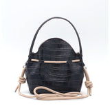 Mini Sac Seau Cuir - MINI BUCKET - Croc Navy