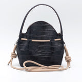 Mini Sac Seau Cuir - MINI BUCKET - Croc Navy