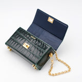 Sac Cuir Bandoulière - GUMI - Croco Émeraude