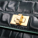 Sac Cuir Bandoulière - GUMI - Croco Émeraude