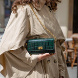 Sac Cuir Bandoulière - GUMI - Croco Émeraude