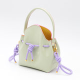 Mini Sac Seau Cuir - MINI BUCKET - Amande & Lilas