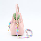 Mini Leather Bucket Bag - MINI BUCKET - Almond & Harlequin