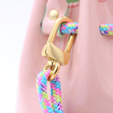 Mini Leather Bucket Bag - MINI BUCKET - Almond & Harlequin