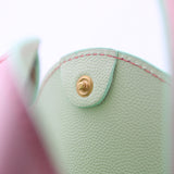 Mini Leather Bucket Bag - MINI BUCKET - Almond & Harlequin