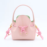 Mini Leather Bucket Bag - MINI BUCKET - Almond & Harlequin