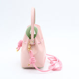 Mini Leather Bucket Bag - MINI BUCKET - Almond & Harlequin