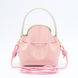 Mini Leather Bucket Bag - MINI BUCKET - Almond & Harlequin