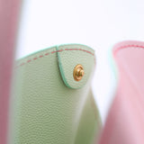 Mini Leather Bucket Bag - MINI BUCKET - Almond & Harlequin