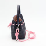Mini Leather Bucket Bag - MINI BUCKET - Almond & Harlequin