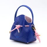 Mini Sac Seau Cuir - MINI BUCKET - Python Bleu