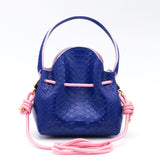 Mini Sac Seau Cuir - MINI BUCKET - Python Bleu