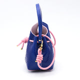 Mini Sac Seau Cuir - MINI BUCKET - Python Bleu