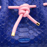 Mini Sac Seau Cuir - MINI BUCKET - Python Bleu