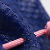 Mini Sac Seau Cuir - MINI BUCKET - Python Bleu