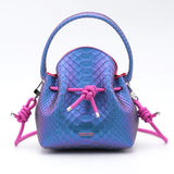 Mini Sac Seau Cuir - MINI BUCKET - Python Iridescent