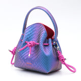 Mini Sac Seau Cuir - MINI BUCKET - Python Iridescent
