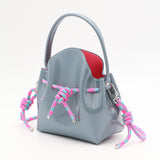 Mini Leather Bucket Bag - MINI BUCKET - Almond & Harlequin