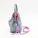 Mini Leather Bucket Bag - MINI BUCKET - Almond & Harlequin