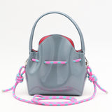 Mini Leather Bucket Bag - MINI BUCKET - Almond & Harlequin