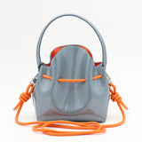 Mini Leather Bucket Bag - MINI BUCKET - Almond & Harlequin
