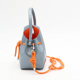 Mini Leather Bucket Bag - MINI BUCKET - Almond & Harlequin