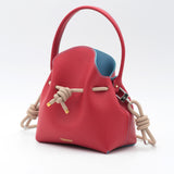 Mini Sac Seau Cuir - MINI BUCKET - Rouge