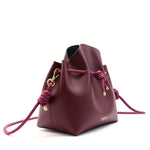 Sac seau en cuir bordeaux- bandoulière corde - PBM - Atelier Penso